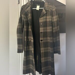 Agnes B Plaid Button Up Coat